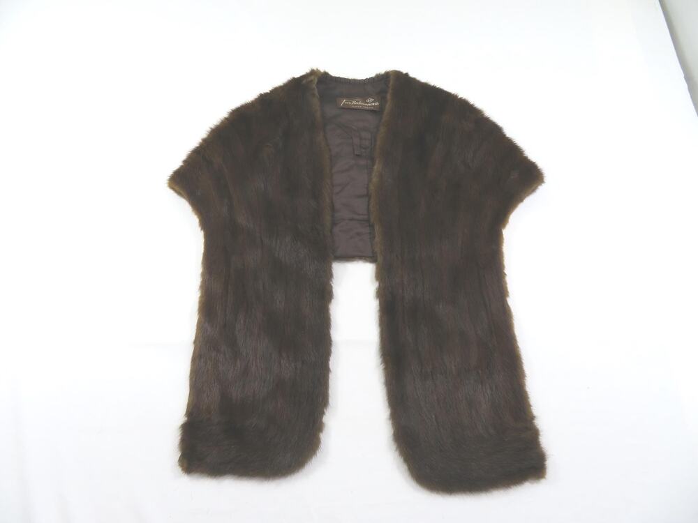 Long Fur Stole Cape Shawl Shoulder Wrap Brown Fur Nakamura Tokyo Mink? 1960s